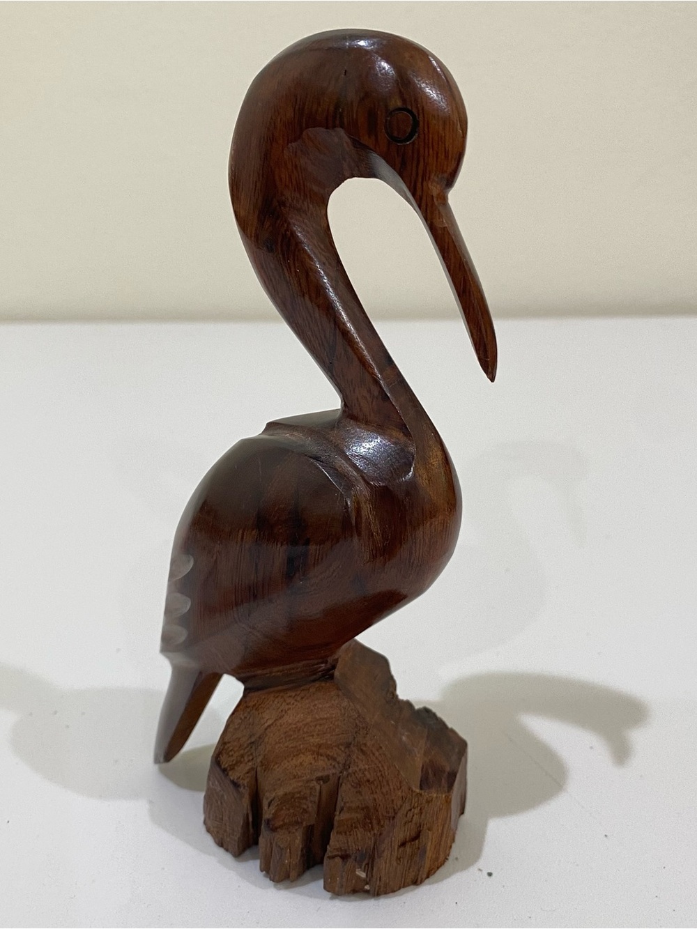 Vintage Pelican Hand Carved Ironwood Wood Statute Figurine Bird
